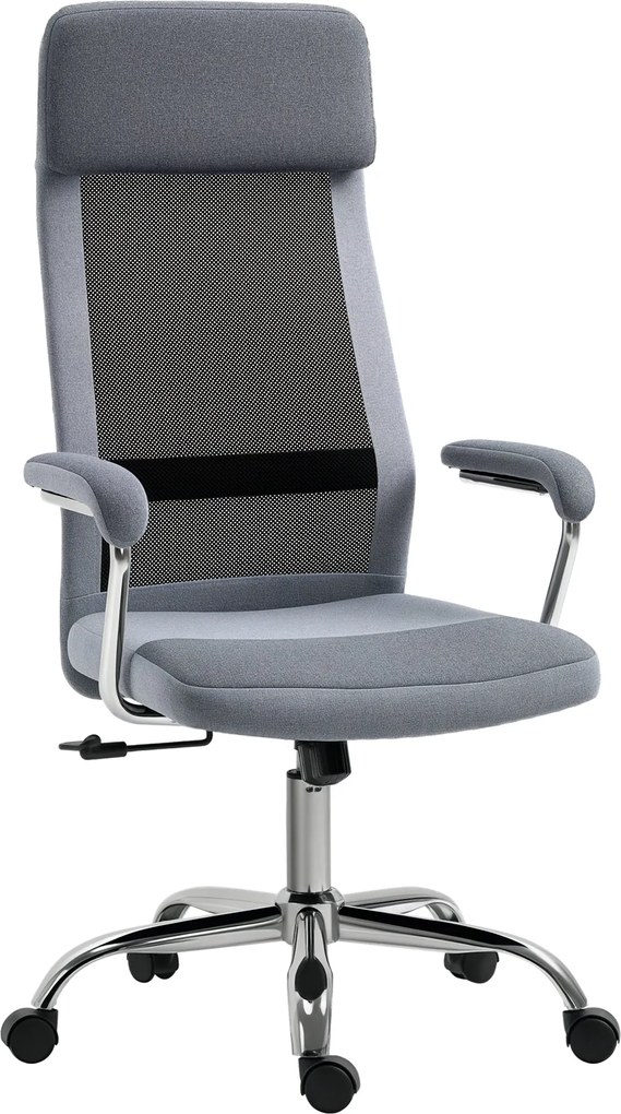 Vinsetto Ergonomikus Forgatható Irodai Szék, Magasságállító és Hintázó Funkció, Hálós Szövet Karosszék 65x67x119-129cm Szürke | Aosom