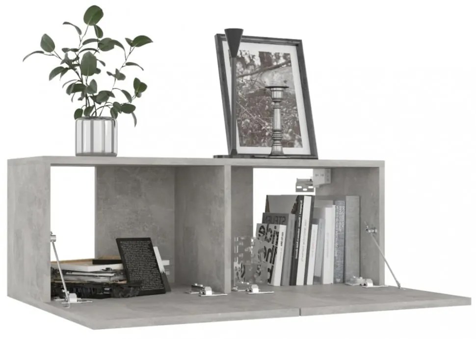 betonszürke szerelt fa TV-szekrény 80 x 30 x 30 cm