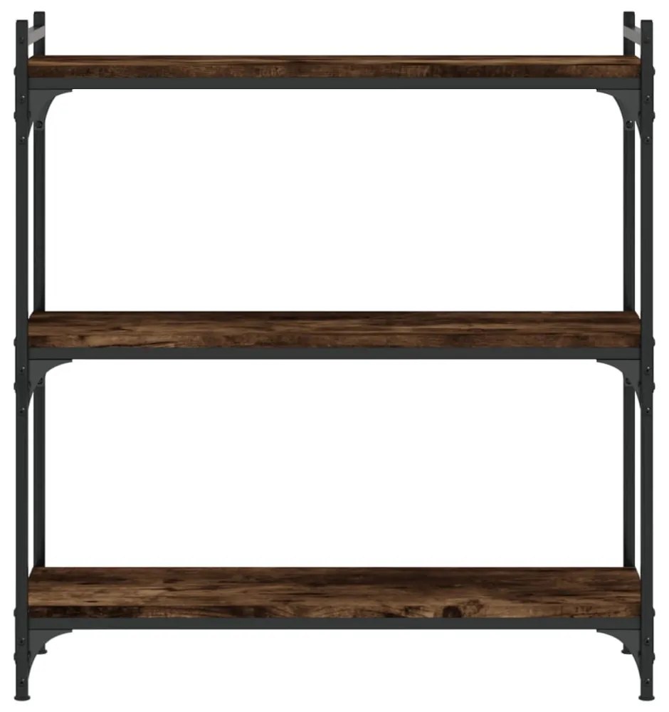 3 szintes füstös tölgy színű szerelt fa könyvespolc 80x30x86 cm