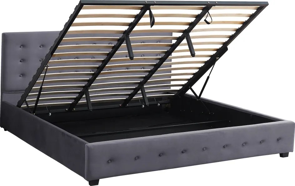 Ágy tárhellyel, 160x200, szürke, MINDY