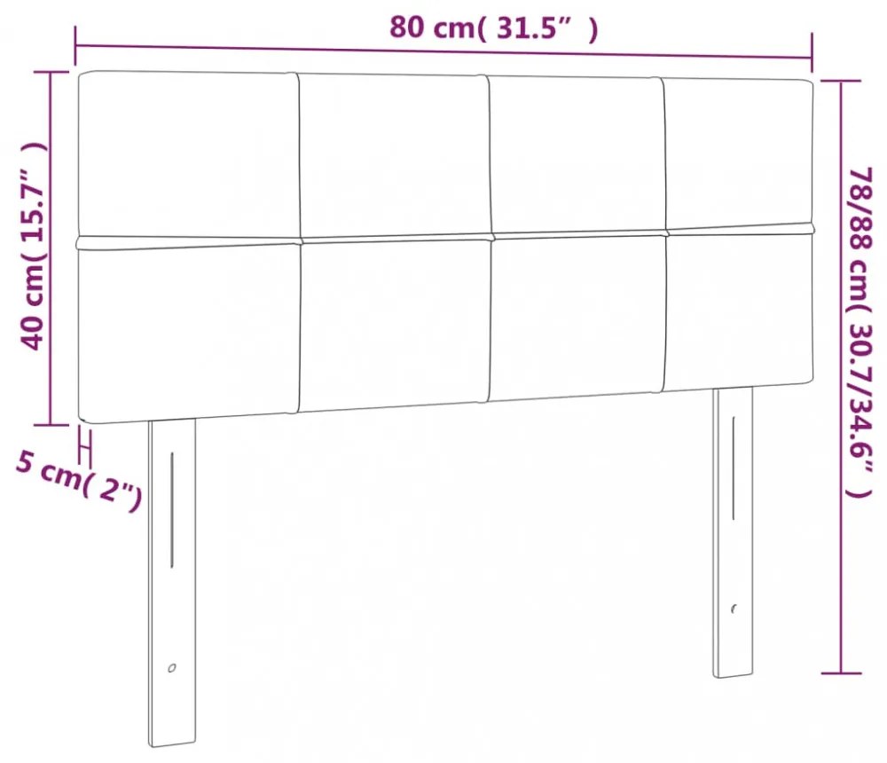 fekete szövet LED-es fejtámla 80 x 5 x 78/88 cm