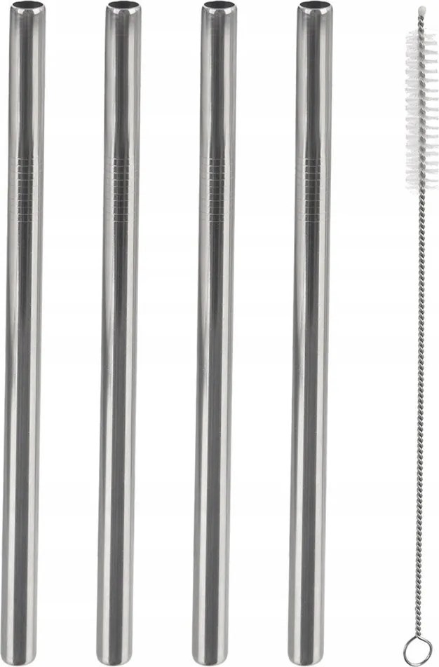 4x Acél Ital szívószálak Csövek Egyszerű Többször használható Tisztító kefe