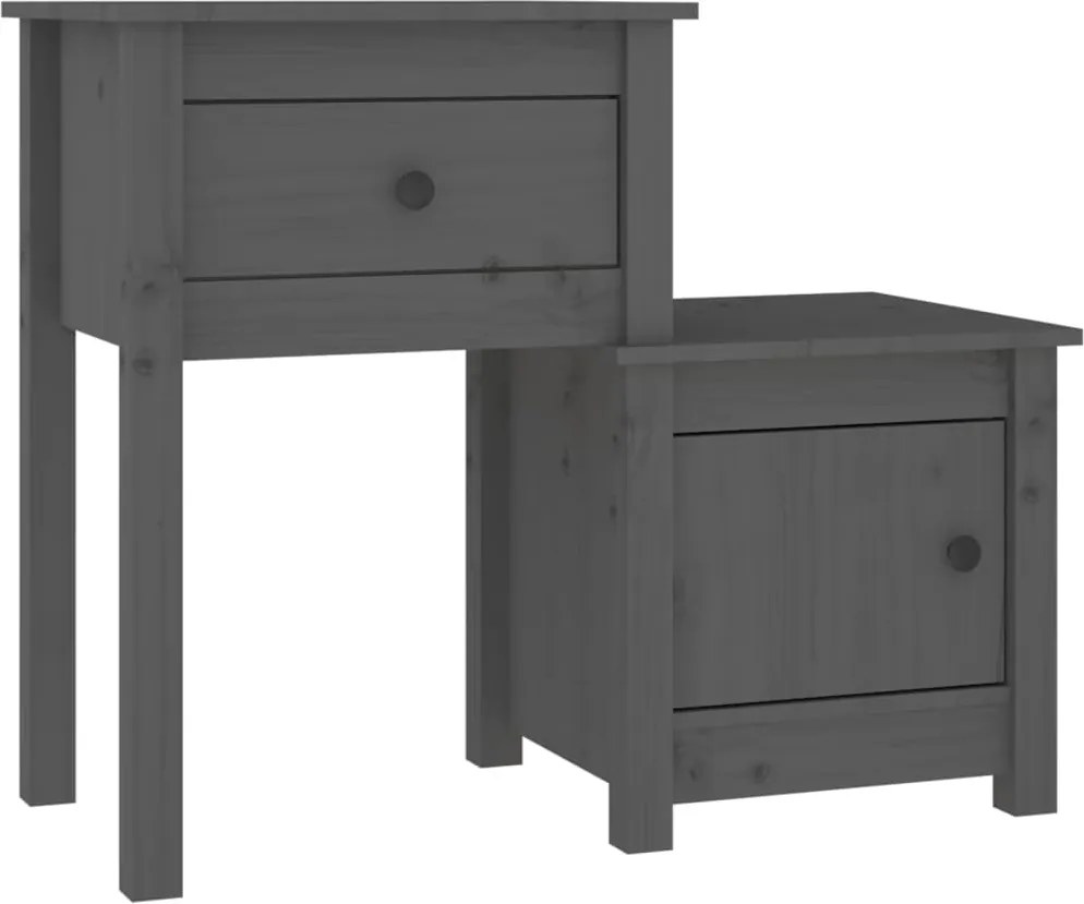 vidaXL szürke tömör fenyőfa éjjeliszekrény 79,5 x 38 x 65,5 cm