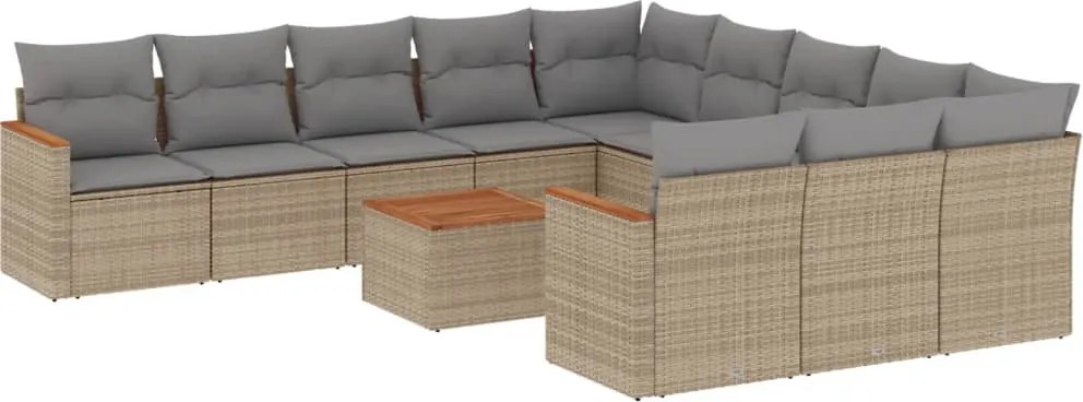 vidaXL 12 részes bézs polyrattan kerti ülőgarnitúra párnákkal