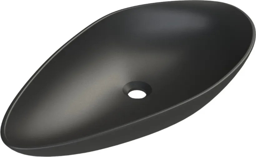CeraStyle OLIVE - PULTRA ültethető - Top Counter - porcelán mosdó - MATT FEKETE -75 x 38 cm