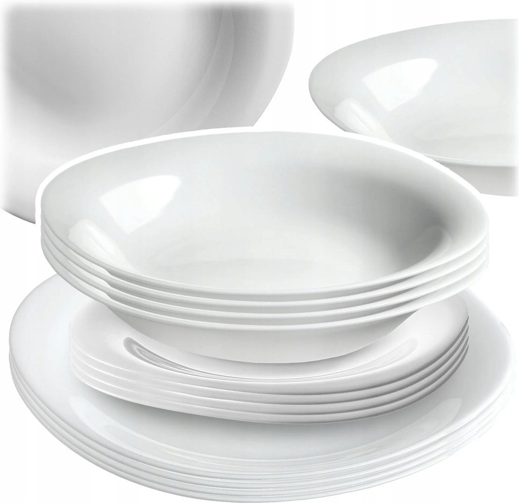 Étkezőgarnitúra 4 Személyes Tányér Szett Étkészlet Fehér 12db-os