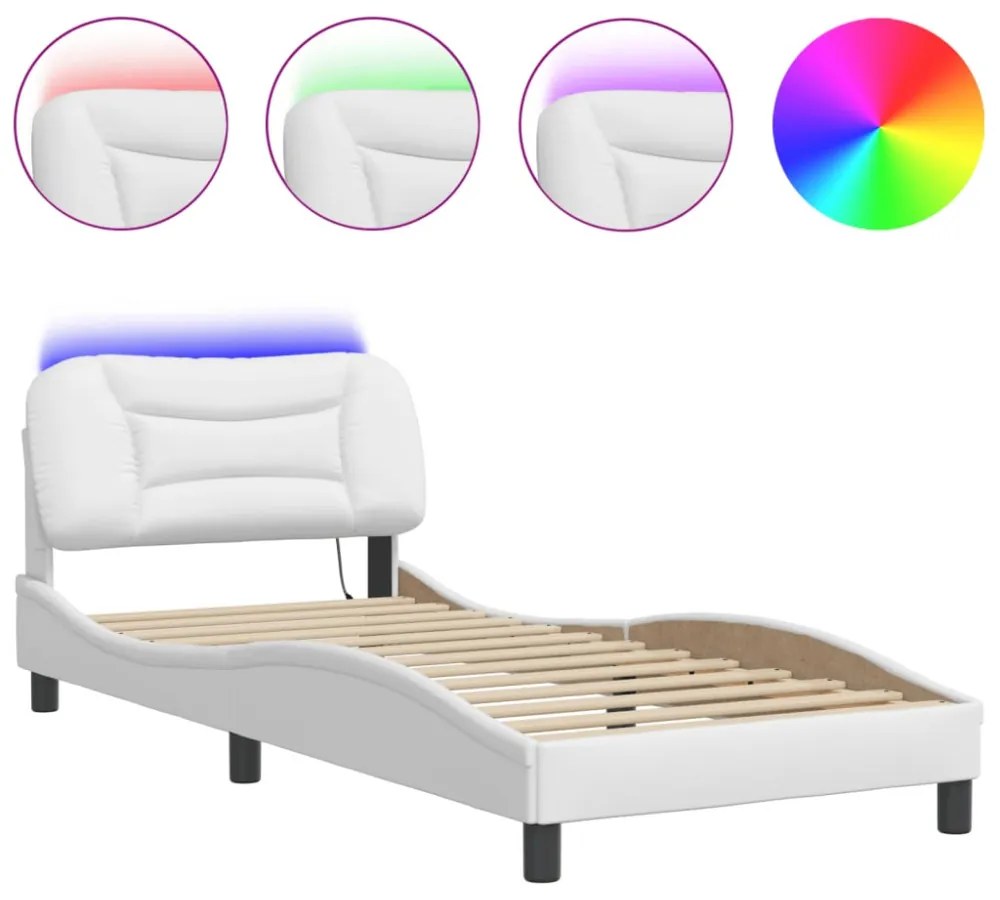 fehér ágykeret LED-ekkel matrac nélkül Hvar 80 x 200 cm