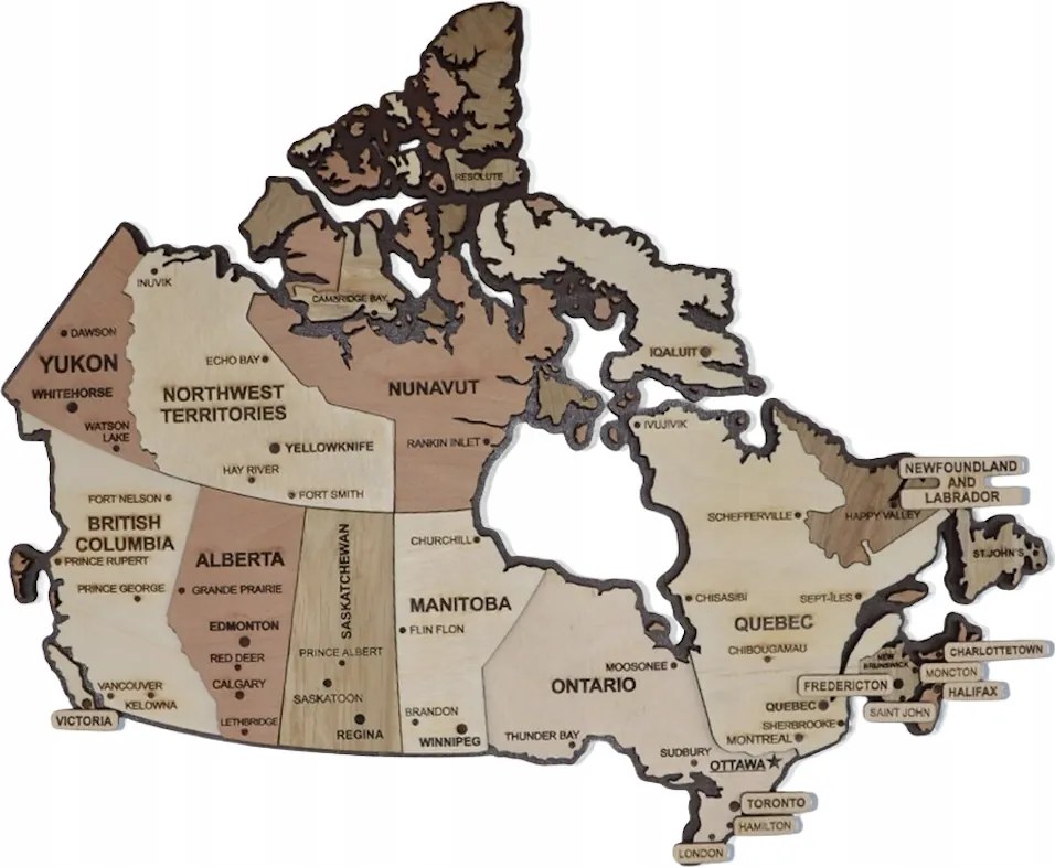 Kanada Térkép Falra Fa Kép Fa Fali Dekoráció Kézzel Készített