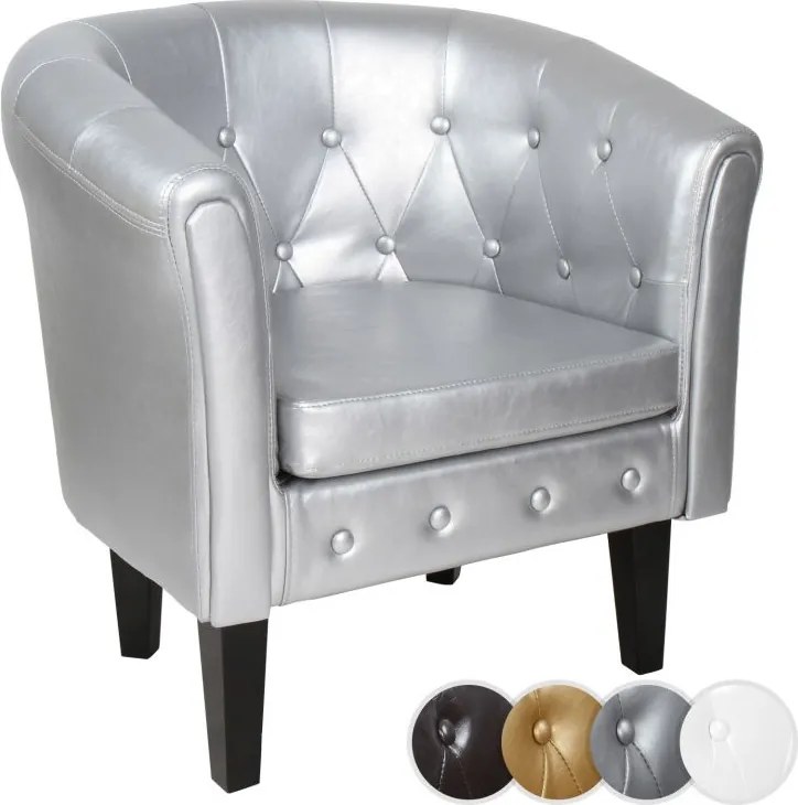 MIADOMODO Fotel Chesterfield Silver 58 x 71 x 70 cm ezüst