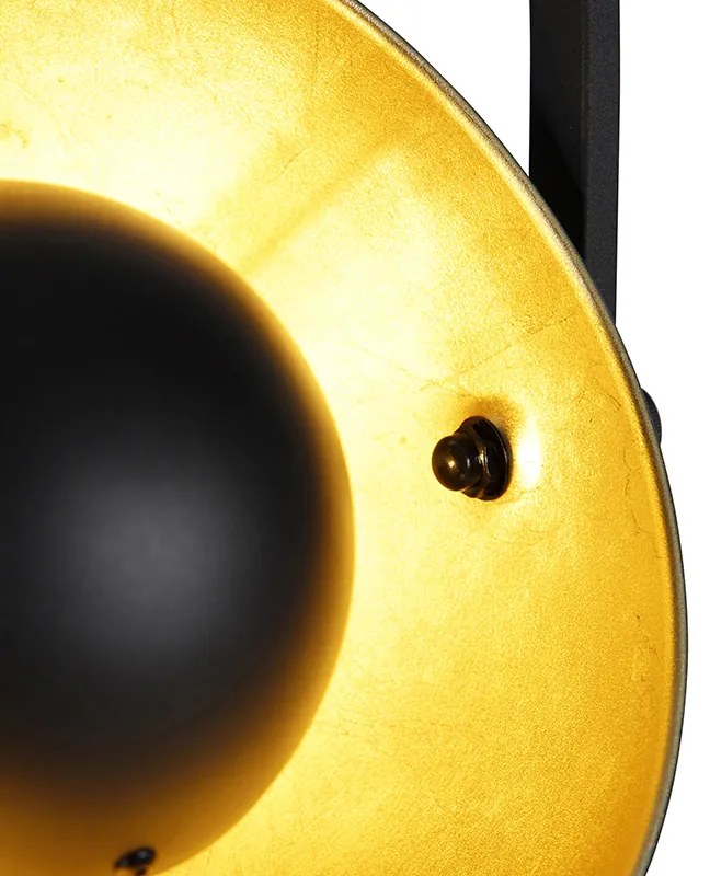 Ipari állólámpa fekete arannyal 3 lámpás - Magnax