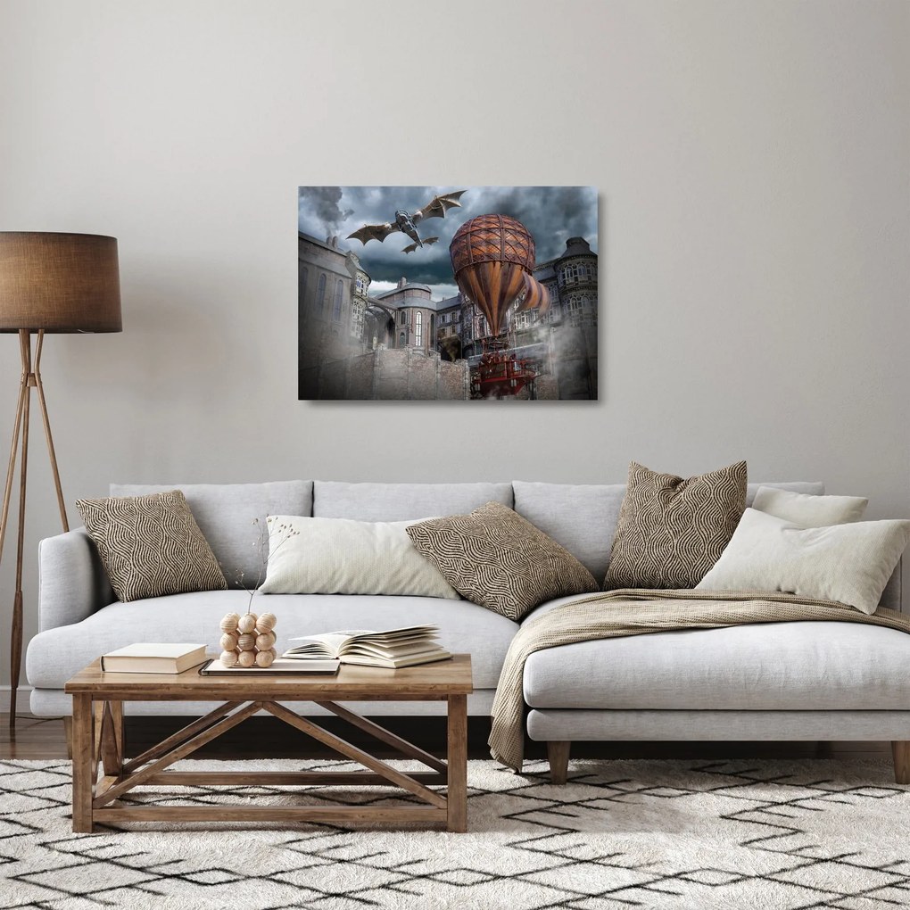 Kép - szürreális táj (üvegen) (70x50 cm)