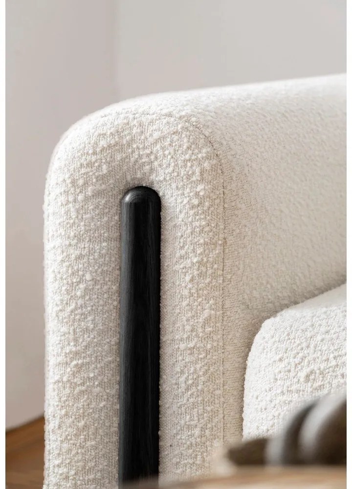 Elefántcsont színű buklé kinyitható-tárolóhelyes kanapé 244 cm Arcadova – ELTAP