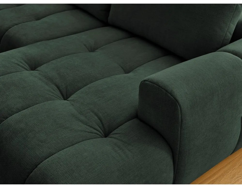 Zöld kinyitható-tárolóhelyes sarokkanapé (bal oldali-U alakú) Fuji – Bobochic Paris