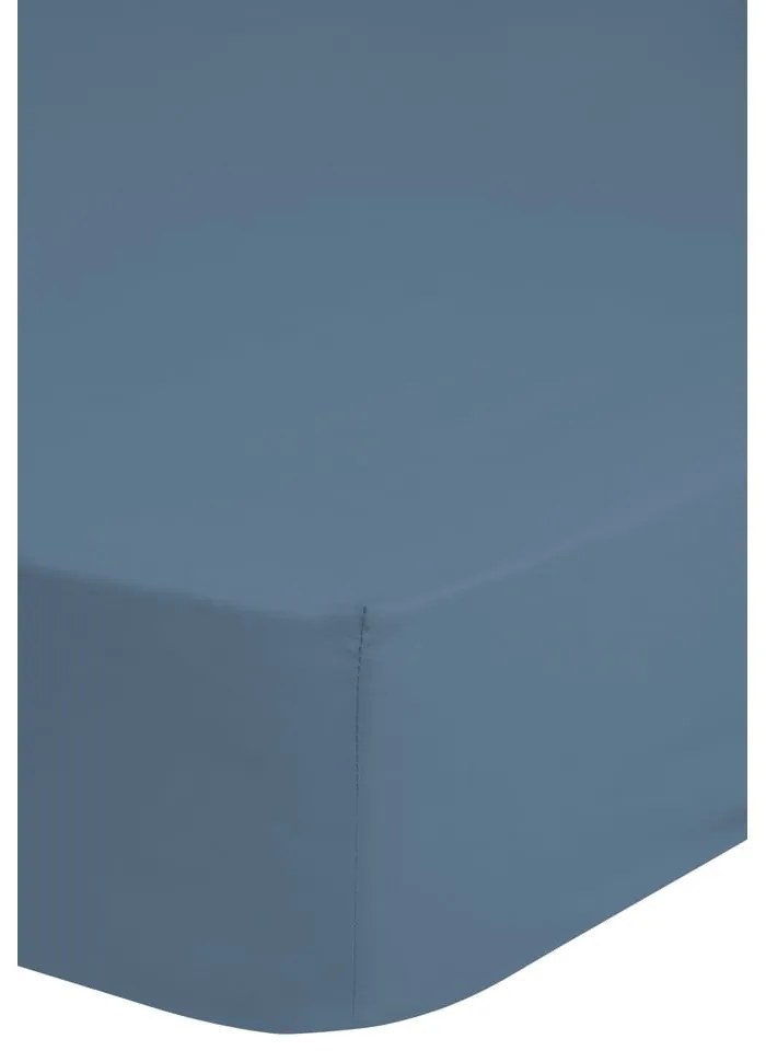 Kék pamut-szatén gumis lepedő, 90 x 200 cm - HIP