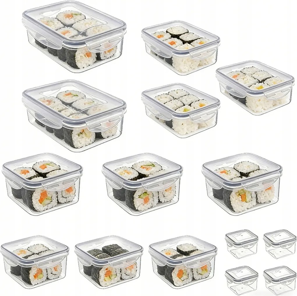 Ételtároló Doboz Készlet Üveg Konyhai Tárolók Fedél x15 Doboz