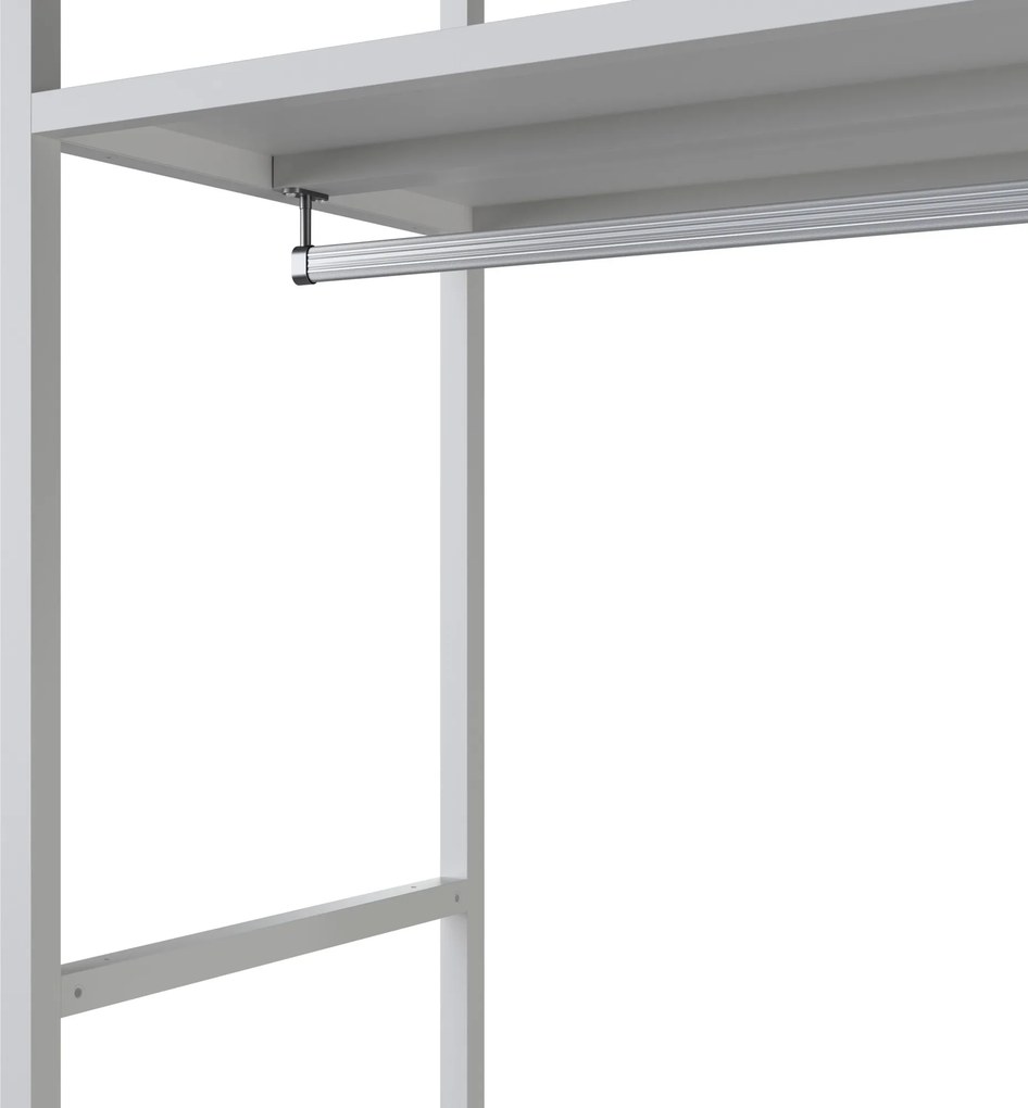 Irodai polc nyitott ruhaakasztó rúddal, recepcióra és váróterembe, fém, fehér, 800x2200x400 mm: ARIEL