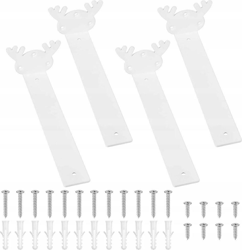 Akasztós Polc Tartók 4 Db-os Dekoratív Fehér Tartó Készlet 200mm