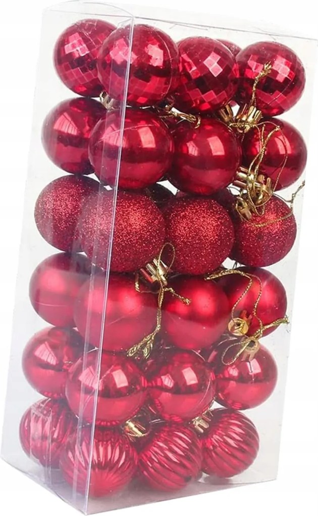 36x Karácsonyfadíszek Lógó Xmas Dekoratív gömbök piros