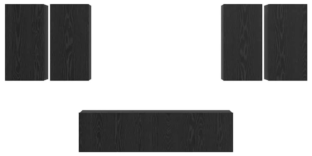 TV szekrény garnitúra 6 pcs Musta tammi 60 x 30 x 30 cm Faanyag