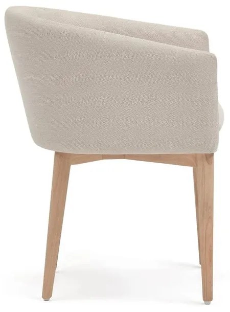 Krémszínű kárpitozott karfás étkezőfotel Harlan – Kave Home