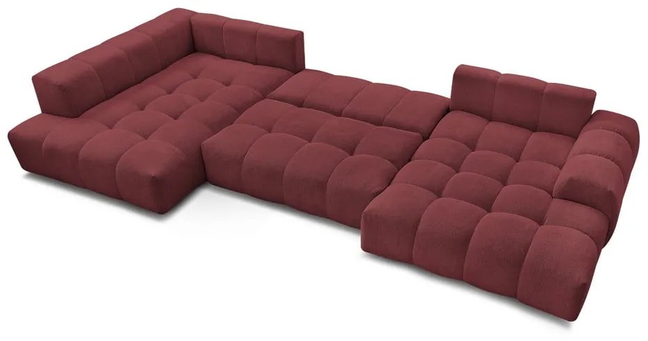 Borvörös zsenília kinyitható-tárolóhelyes sarokkanapé (bal oldali-U alakú) Everest – Bobochic Paris