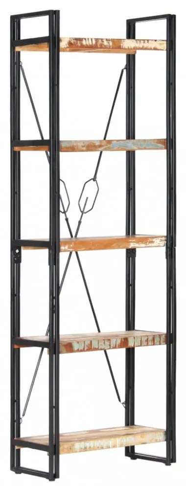 5 szintes tömör újrahasznosított fa könyvespolc 60x30x180 cm