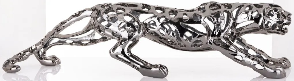 Figura Leopard Műanyag Ezüst 22x87x18cm