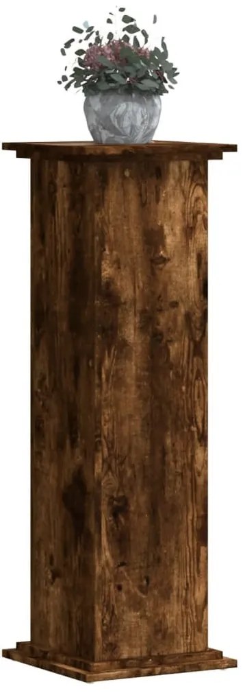 füstös tölgy színű szerelt fa növényállvány 33 x 33 x 100 cm