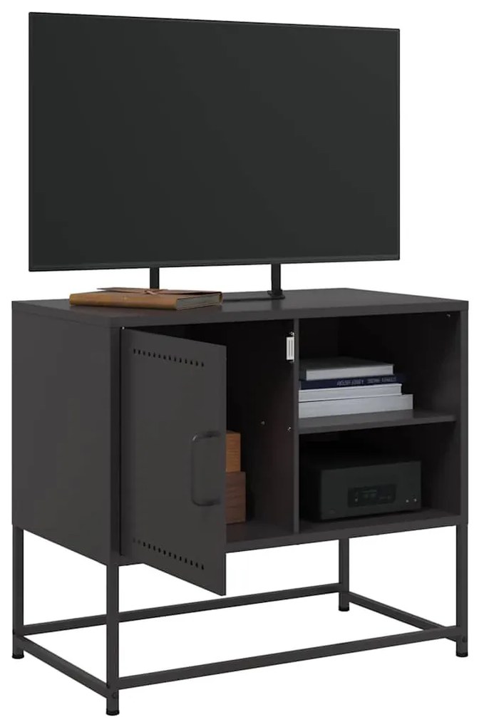 fekete acél TV-szekrény 68 x 39 x 60,5 cm