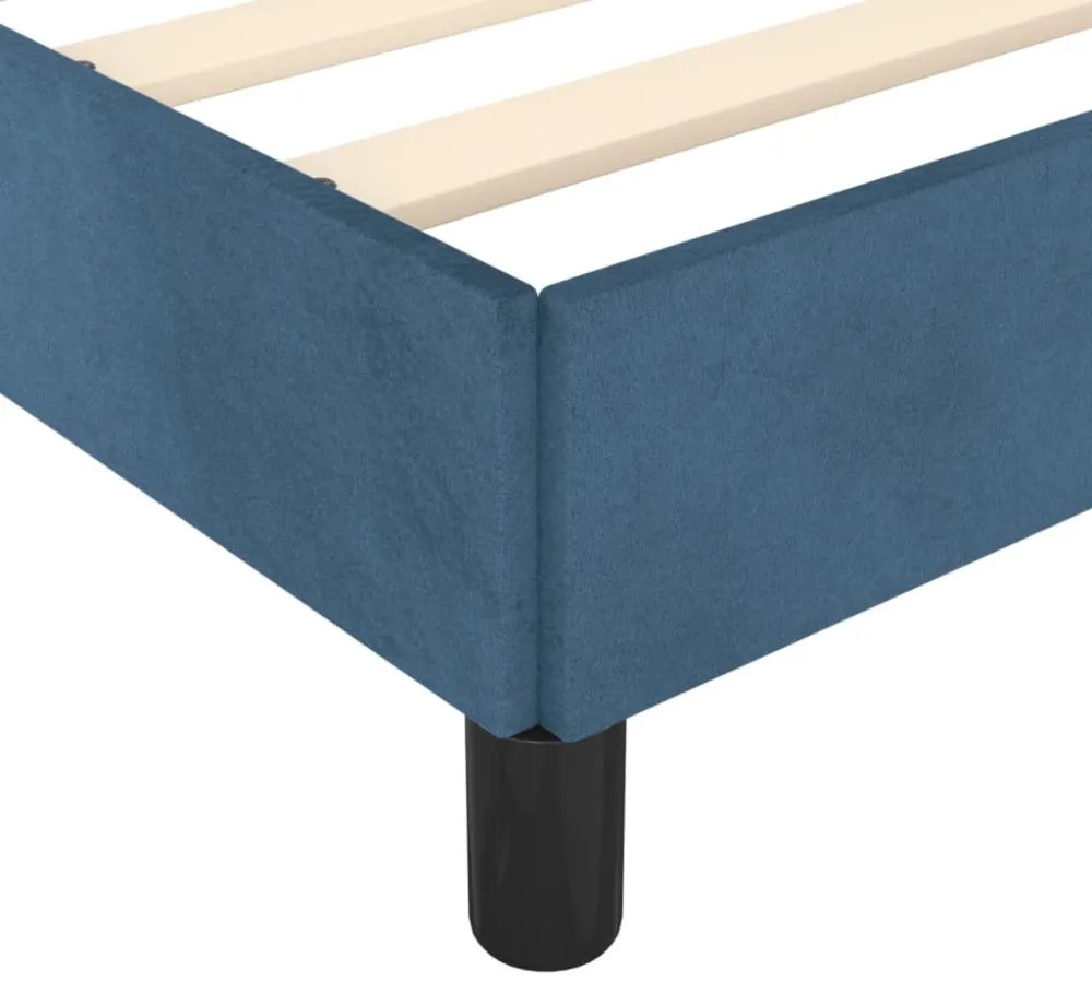 sötétkék bársony ágykeret matrac nélkül 100x200 cm