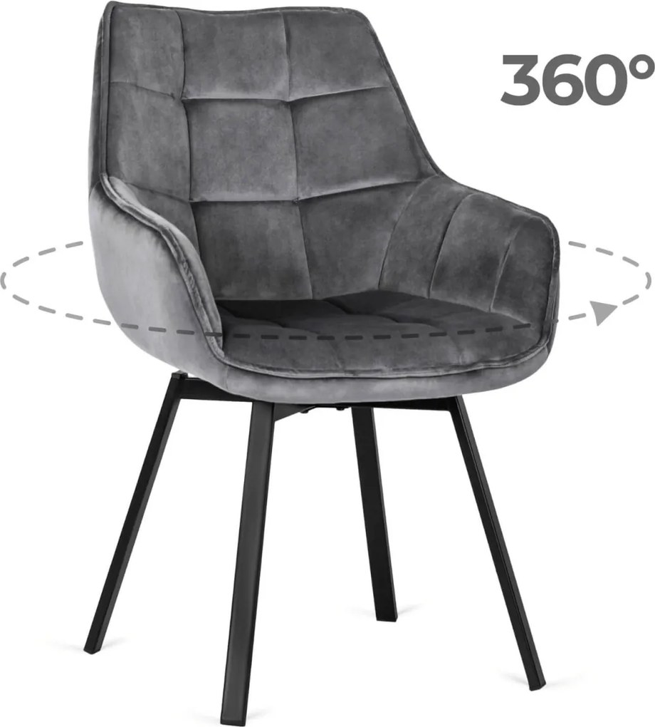 Szürke Bársony Forgó ÉtkezőszékLUNA