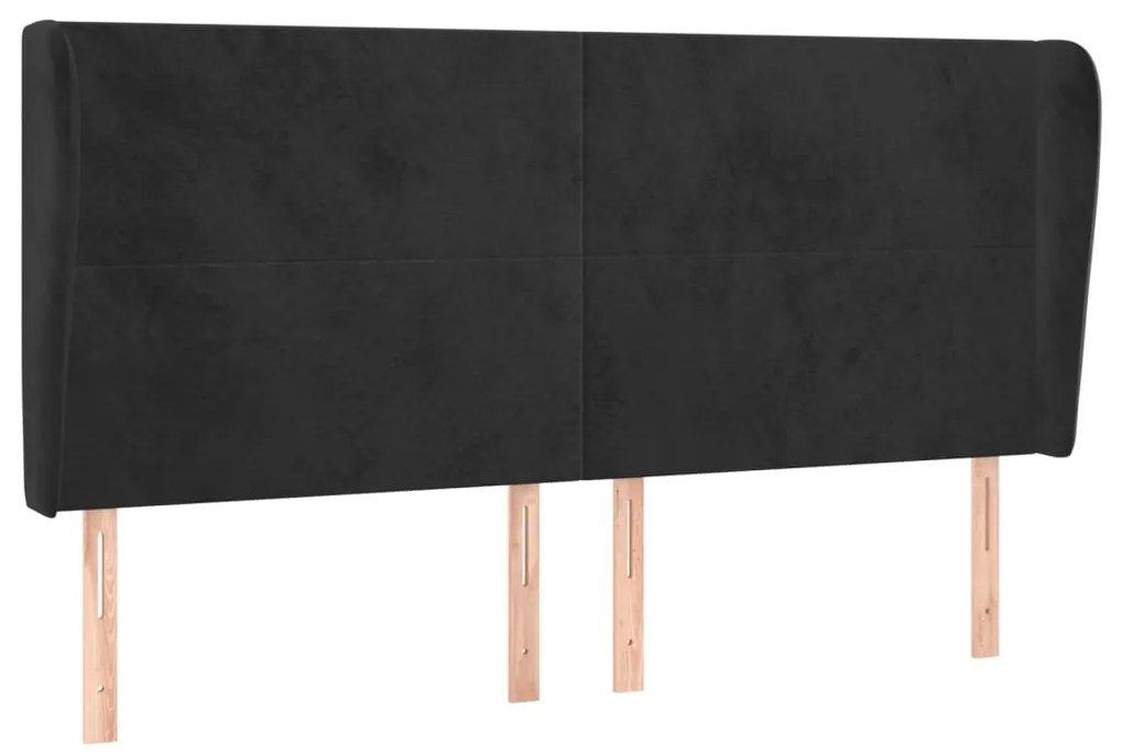 fekete bársony fejtámla szárnyakkal 163 x 23 x 118/128 cm