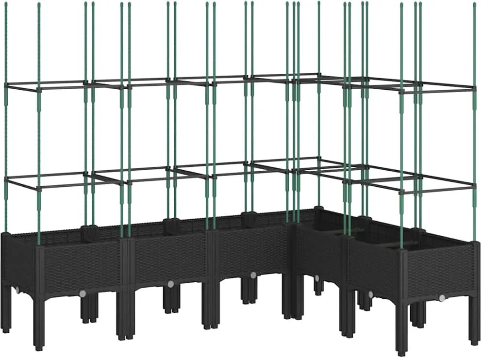 vidaXL fekete polipropilén rácsos kerti ültetőláda 160x120x142,5 cm