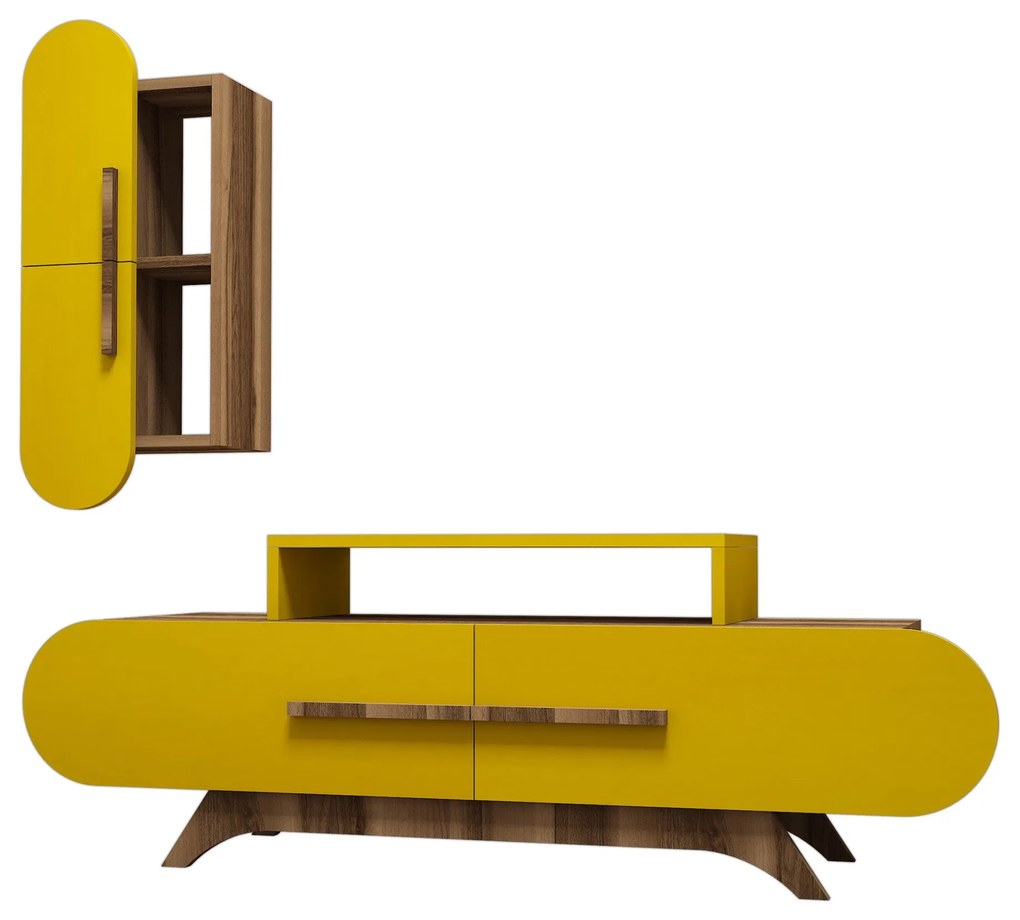TV szekrény Rose S - Walnut, Yellow