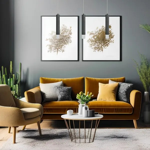 Csillár zsinóron TUBI 1xGU10/8W/230V fekete