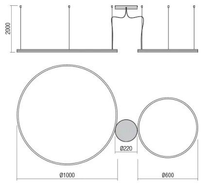 Redo 01-1721 - LED Csillár zsinóron ORBIT LED/42W + LED/66W/230V bronz