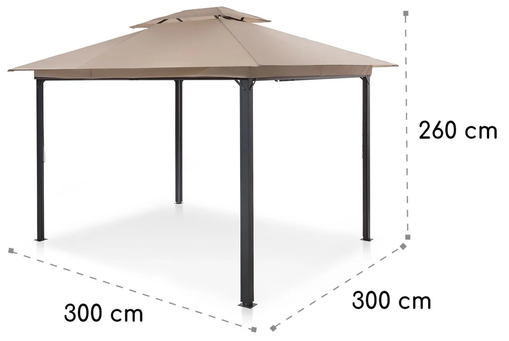 Grandezza Cortina, kerti pavilon, 3 x 3 m, 4 oldalrész