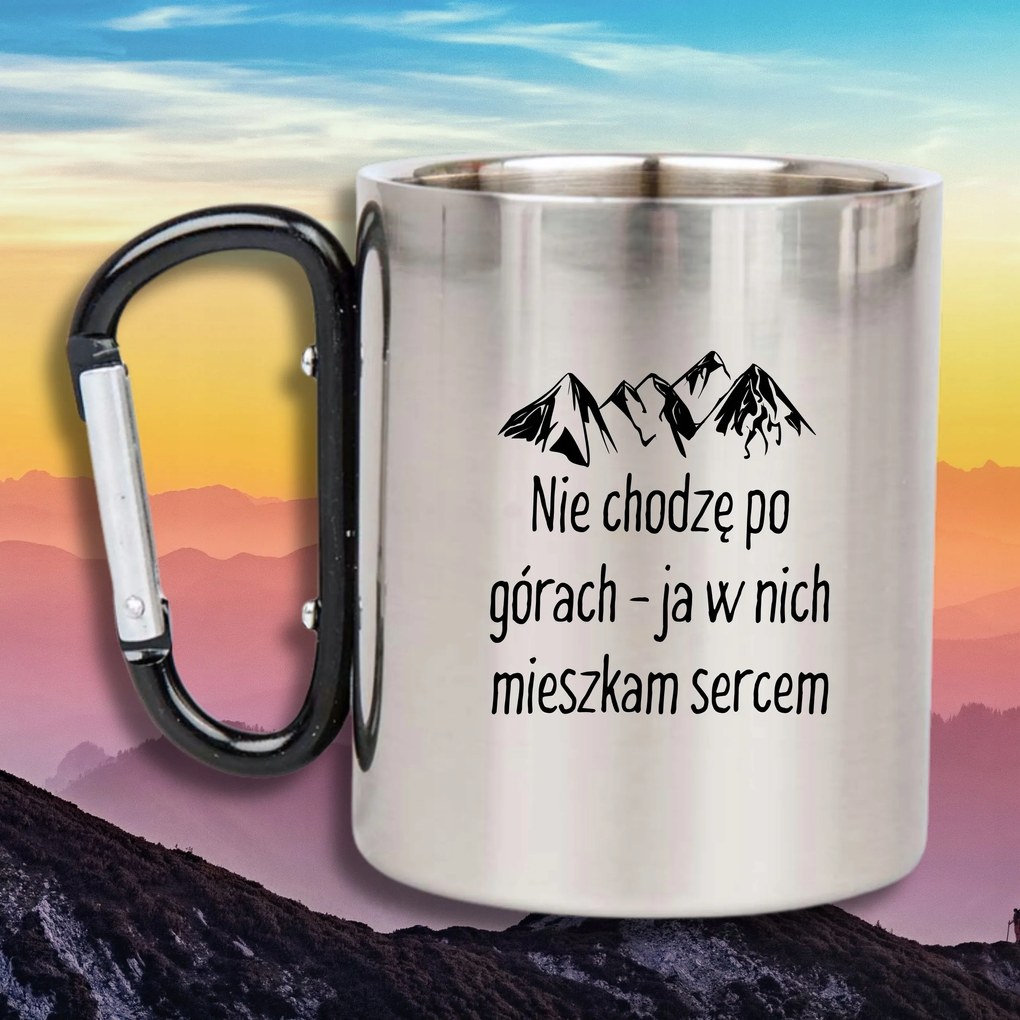 Bögre Acél Fül Karabiner Vicces Ajándék Nem Járok A Hegyekben