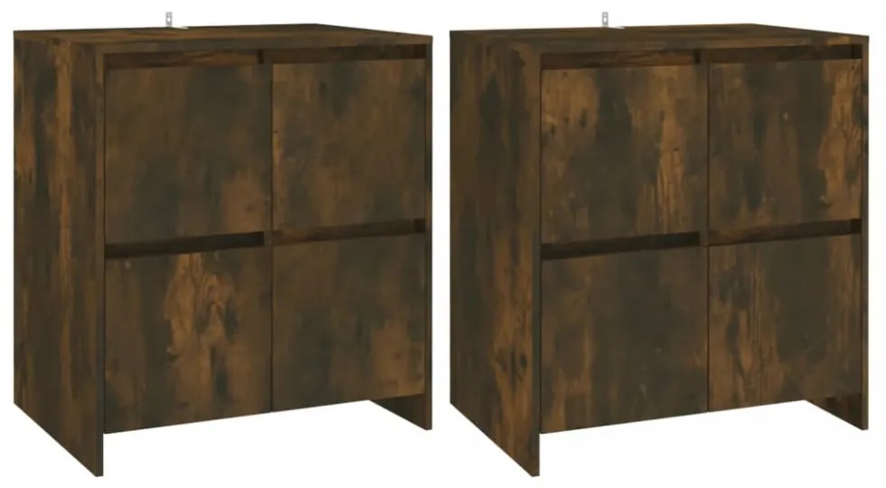 2 db füstös tölgyszínű forgácslap tálalószekrény 70x41x75 cm