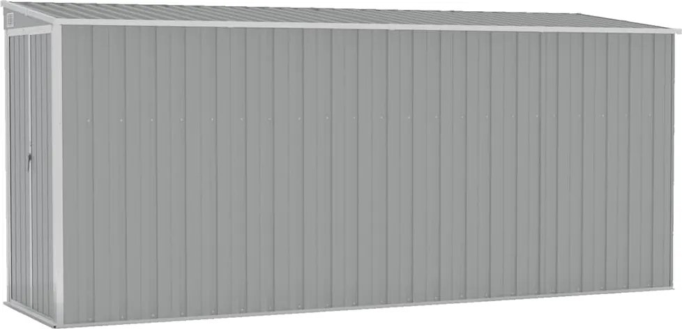 vidaXL szürke acél falhoz erősíthető kerti fészer 118 x 382 x 178 cm