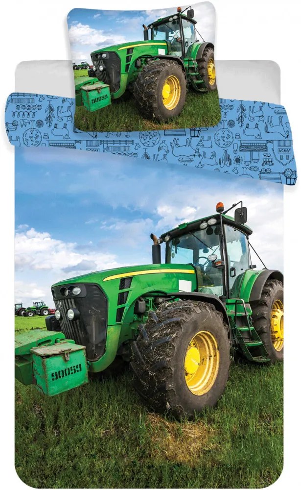 Traktor Green gyerek, ovis ágyneműhuzat 100×135cm, 40×60 cm