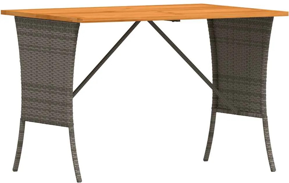 vidaXL szürke polyrattan akácfa lapos kerti asztal 105x75x72 cm