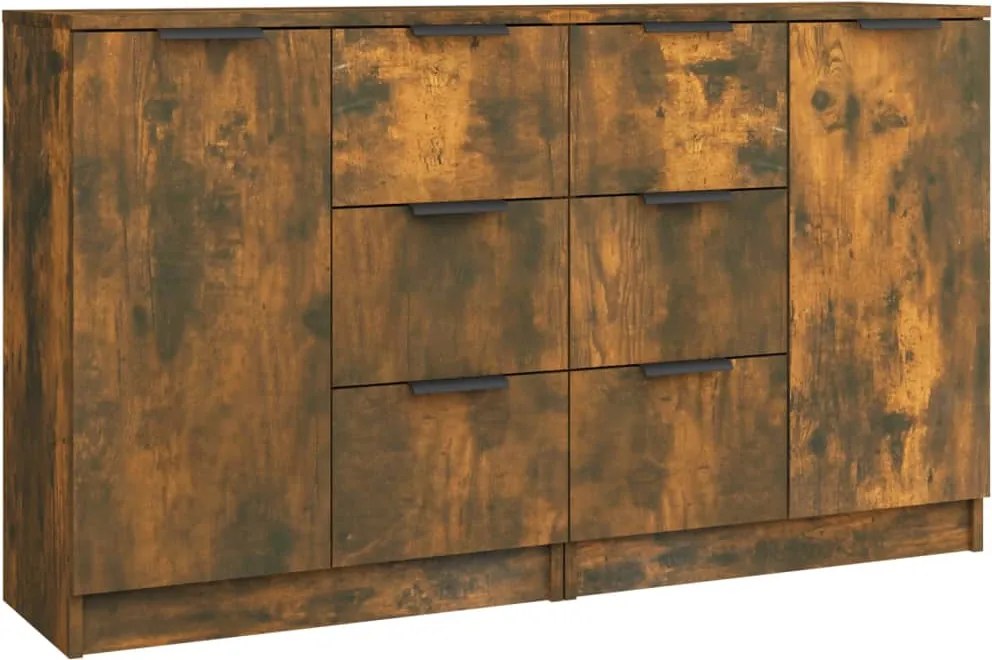 vidaXL 2 db füstös tölgy színű szerelt fa tálalóasztal 60 x 30 x 70 cm