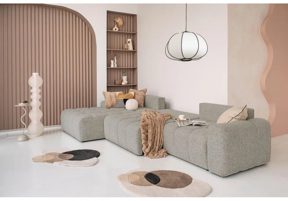 Világosbarna kinyitható tárolóhelyes moduláris sarokkanapé (bal oldali) Lulu – Miuform