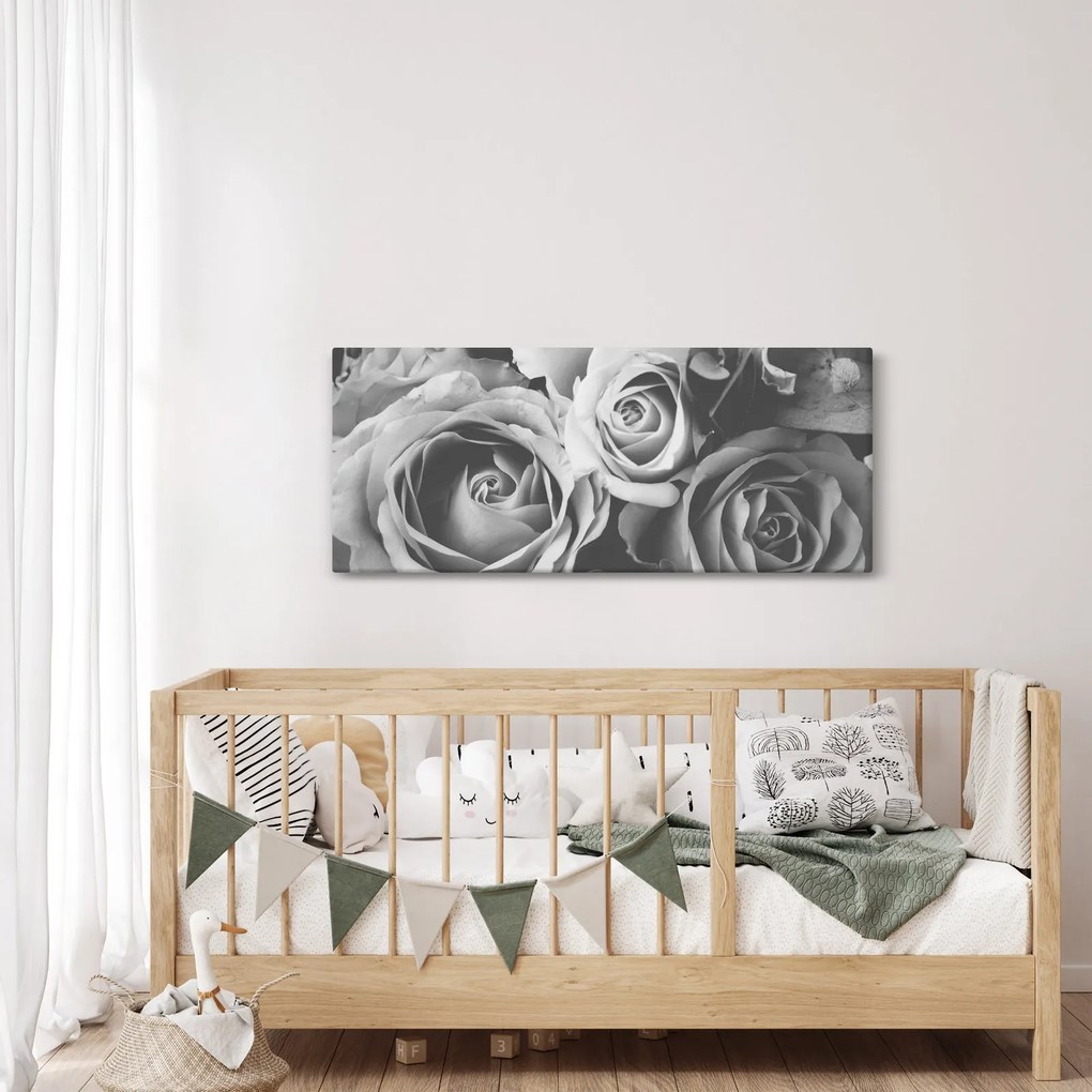 Kép - Rózsa, fekete-fehér (120x50 cm)