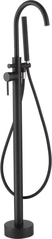 Szabadon álló fürdőkád-szett csapteleppel, 116 cm, fekete