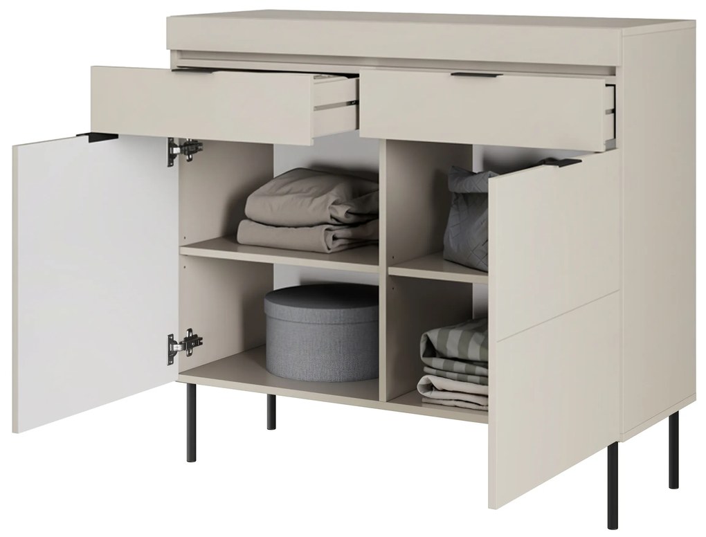 Sentia kétszárnyú komód 105 cm két fiókkal - kasmír / fekete