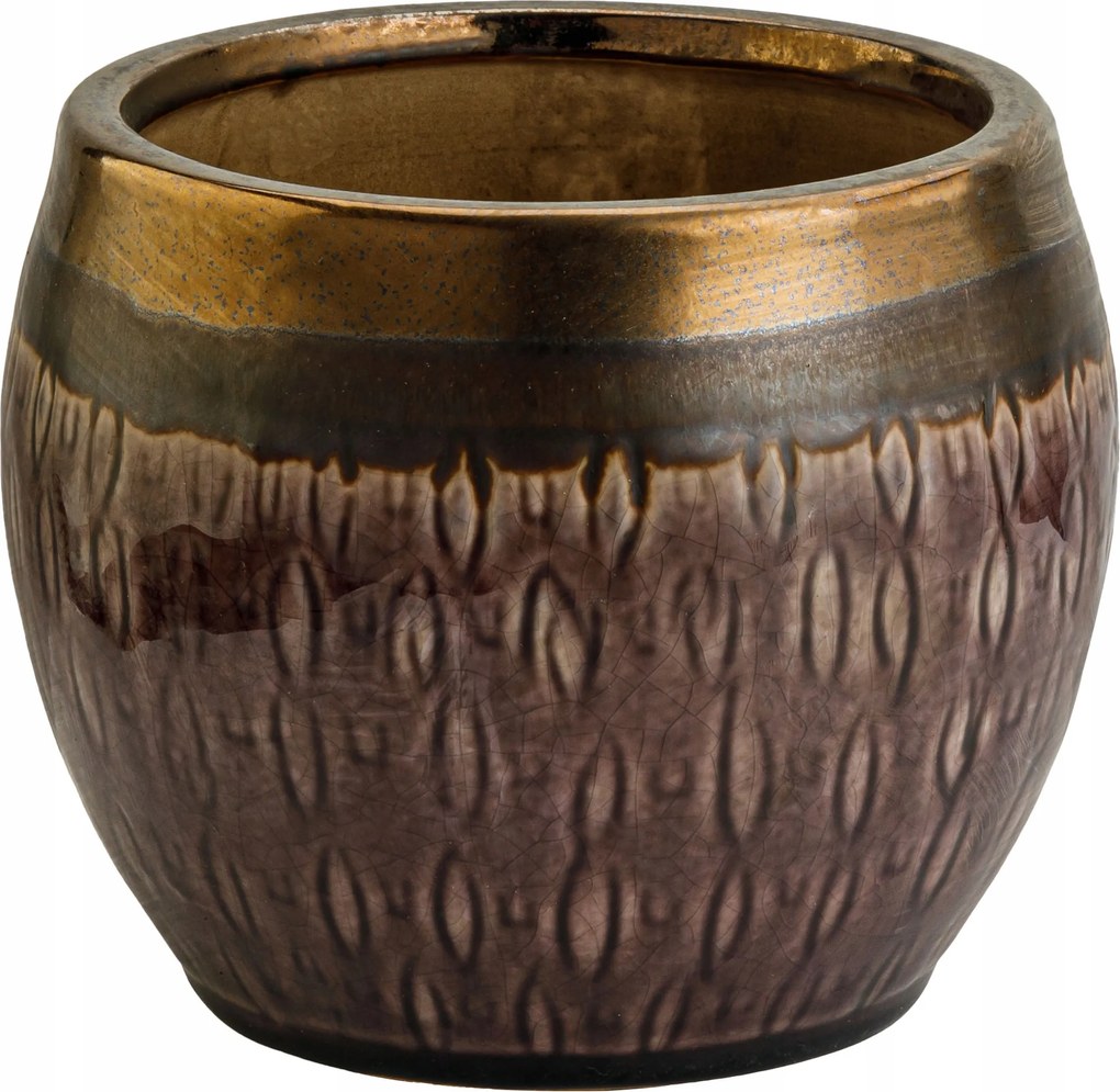 Virágcserép Gömb Lila Arany Fedél Retro Kerámia