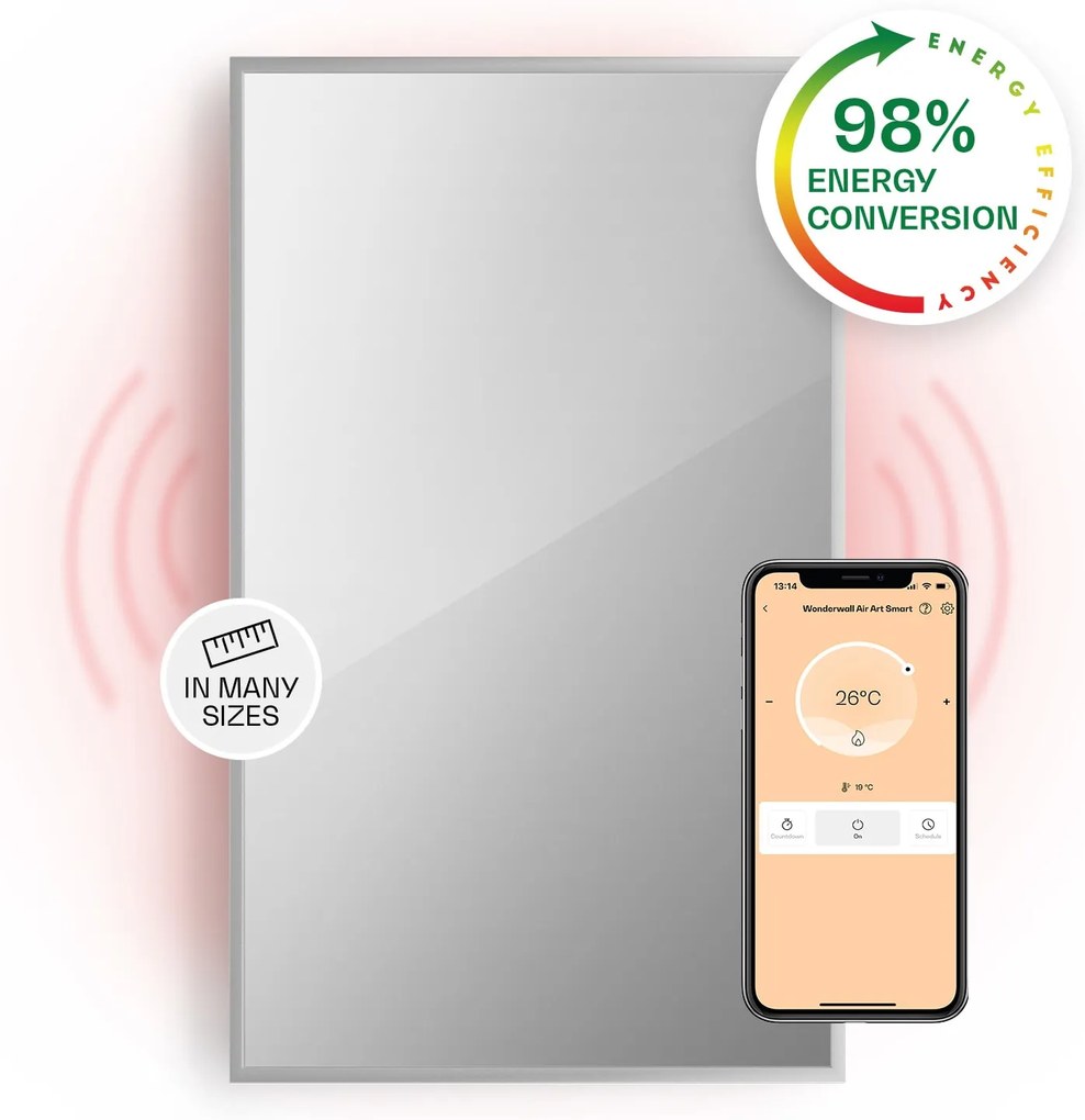 Klarstein La Palma 1000 smart, infravörös hősugárzó 2 az 1-ben, 120 x 60 cm, 1000 W, tükör elülső rész