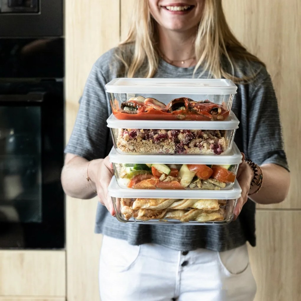 Pyrex 4 db-os üvegedény szett, 1,5 l